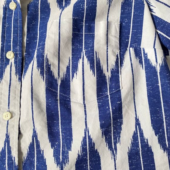 J Crew Factory Dress Shirt Womens XS Multicolor Blue White Geometric NWT Flaw - Picture 6 of 16